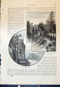 Antique Old Print Alton Castle Italian Gardens Terrace Front Cassell C1882 19th
