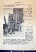Old Antique Print Abbey Dore Church Exterior Architecture Cassell C1882 19th