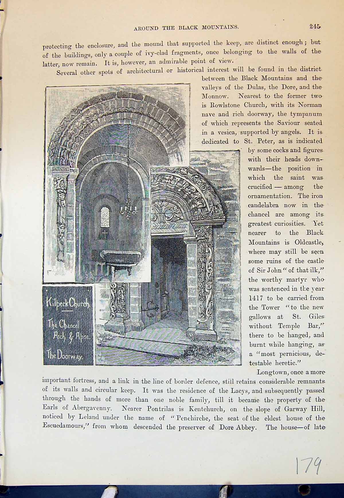 Old Antique Print Kilpeck Church Chancel Arch Apse Doorway Cassell C1882 19th