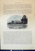 Original Old Antique Print Eton College River Architecture Cassell C1882 19th