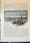 Original Old Antique Print Mumbles Swansea Sea Boats Cassell C1882 Victorian