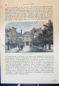 Original Old Antique Print Exterior House Court Architecture Cassell C1882 19th