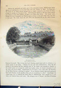 Original Old Antique Print Bathing Place Boat Marlborough Cassell C1882 19th