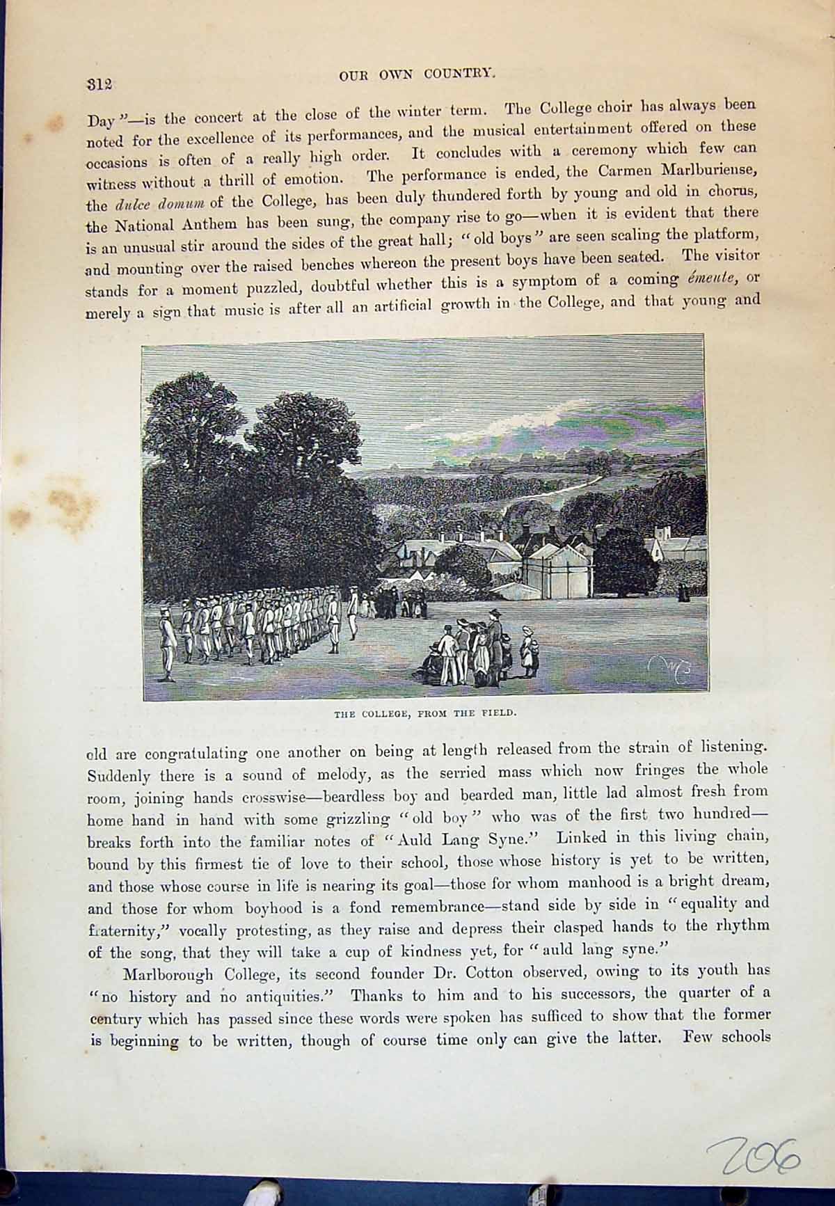 Antique Print College Field Map Marlborough Overton Chisbury Cassell C1882