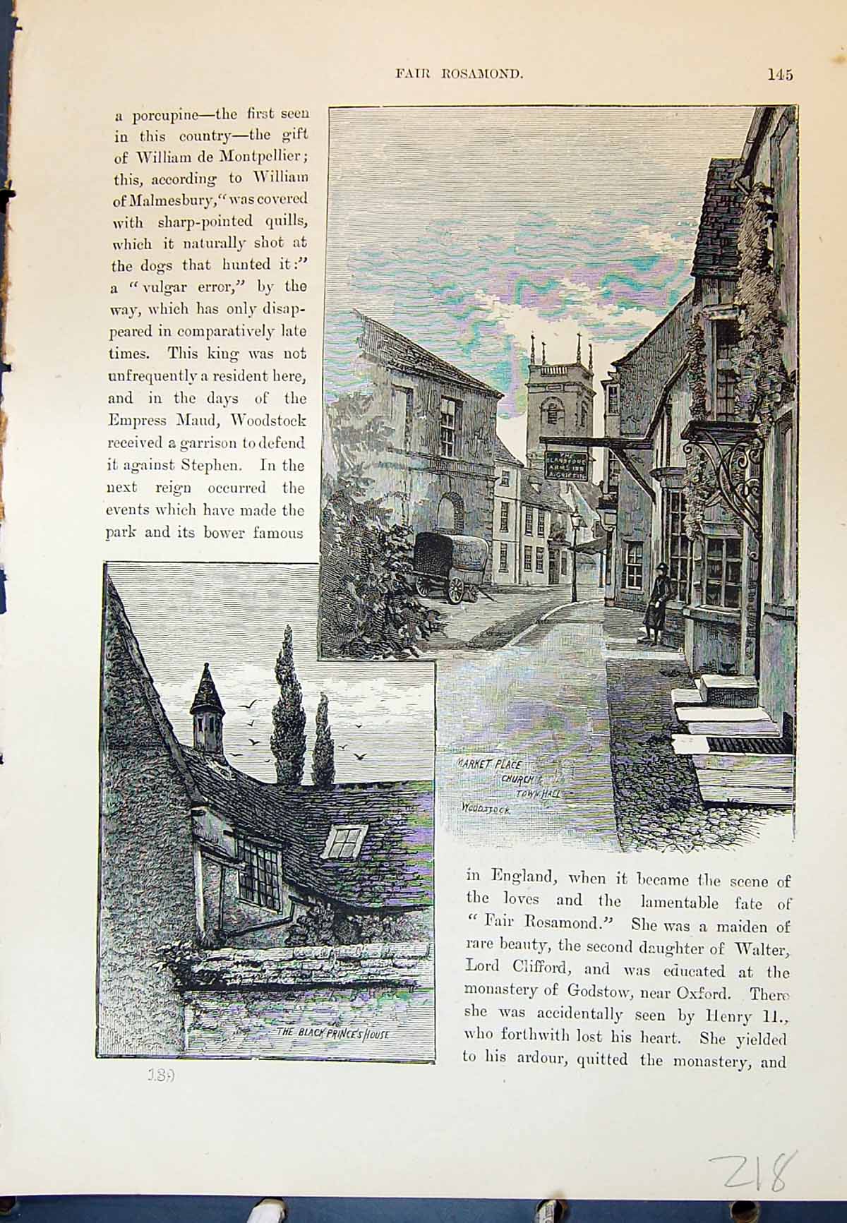 Old Market Place Church Town Hall Woodstock Chaucers House Cassell C1