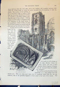 Old Tower Crypt Monastery Prison Plan Fountains Abbey Cassell C1882Victorian