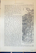 Antique Old Print Map Conway Valley River Falls Bettws-Y-Coed Cassell C1882
