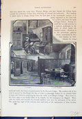 Original Old Antique Print Study Long Chamber School Quadrangle Cassell C1882