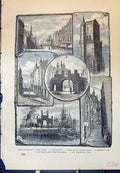 Antique Old Print Dundee Scotland Murray Whitehall Wishart Arch Cassell C1882