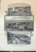 Original Old Antique Print View Cowes Ryde Esplanade Ventnor Cassell C1882 19th