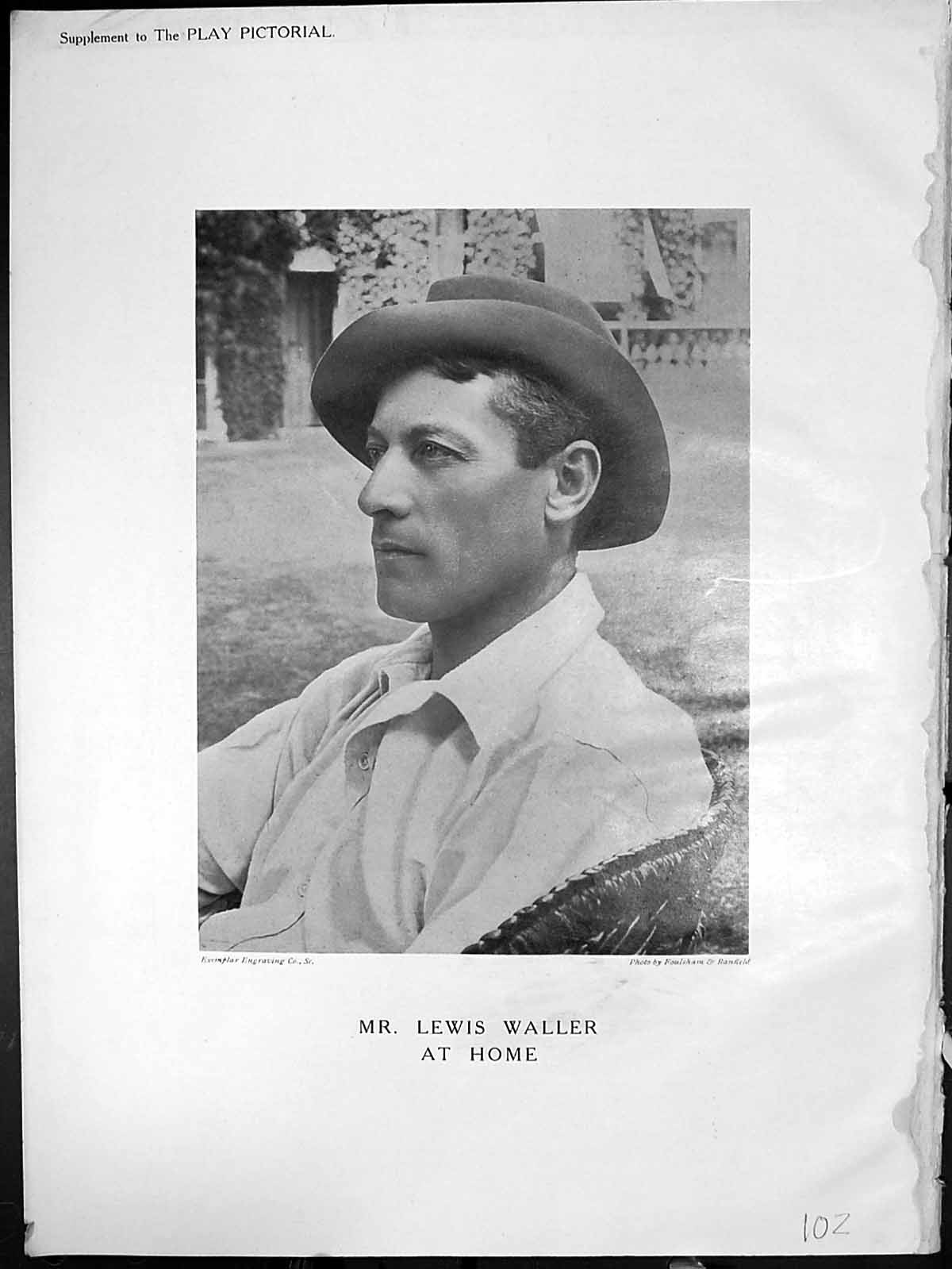 Original Old Antique Print Mr Lewis Waller At Home