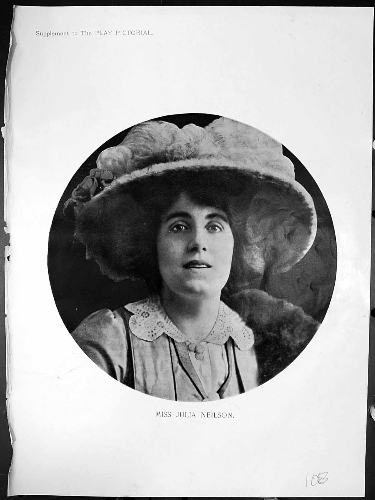 Original Old Antique Print Miss Julia Neilson