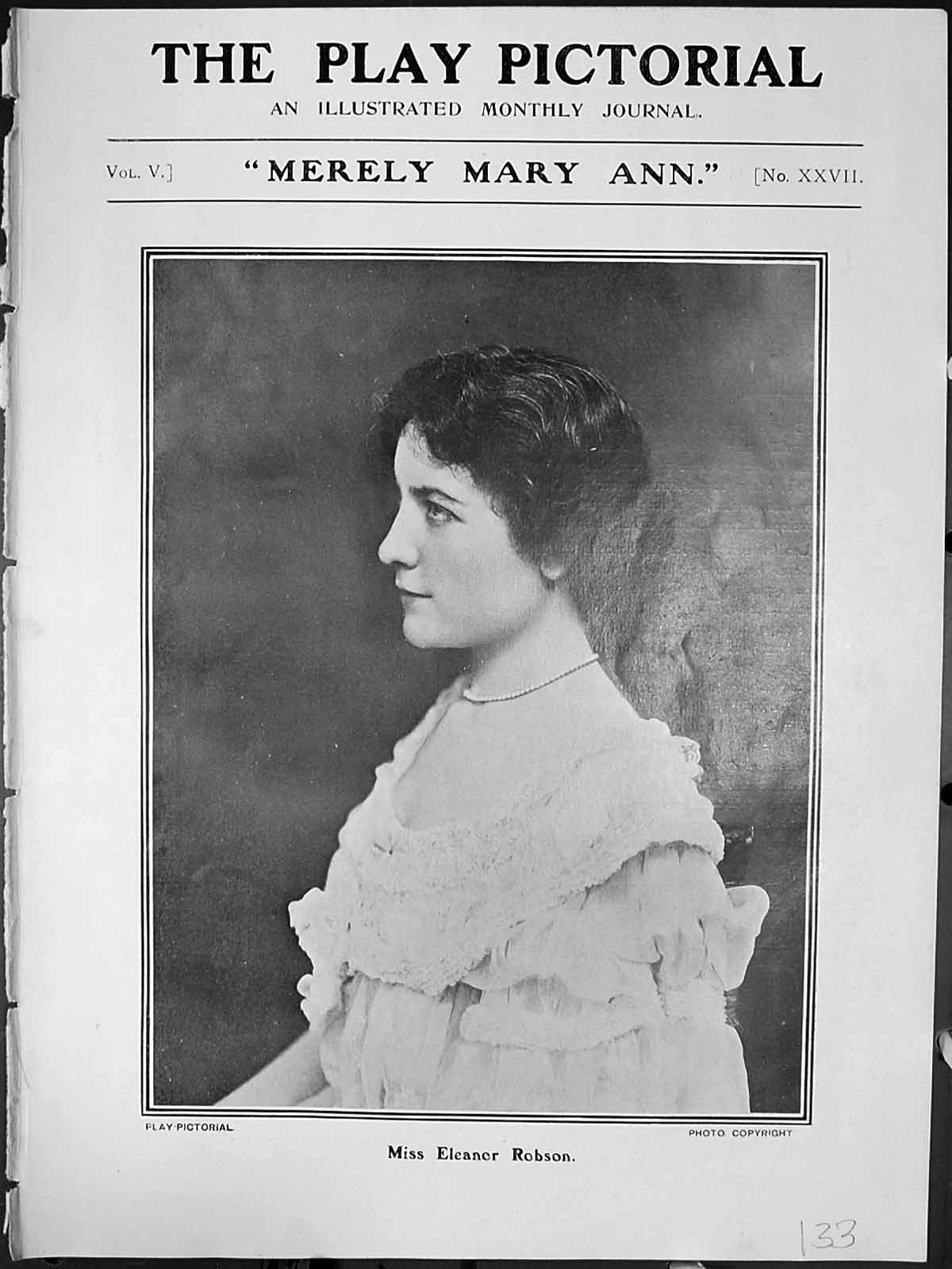 Old Print Merely Mary Ann Duke Yorks Theatre Miss Eleanor Robson Lancelot