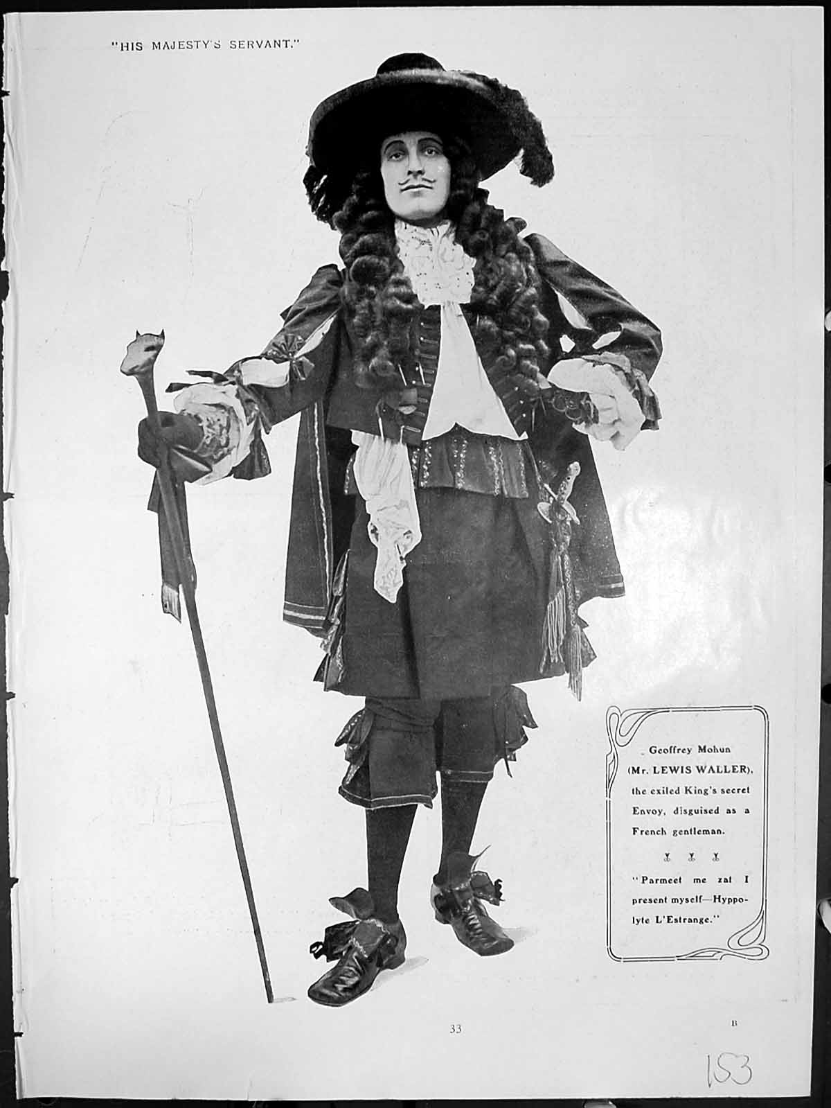Old His Majestys Servant Kings Envoy Lewis Waller Mohun Damaris Biddy