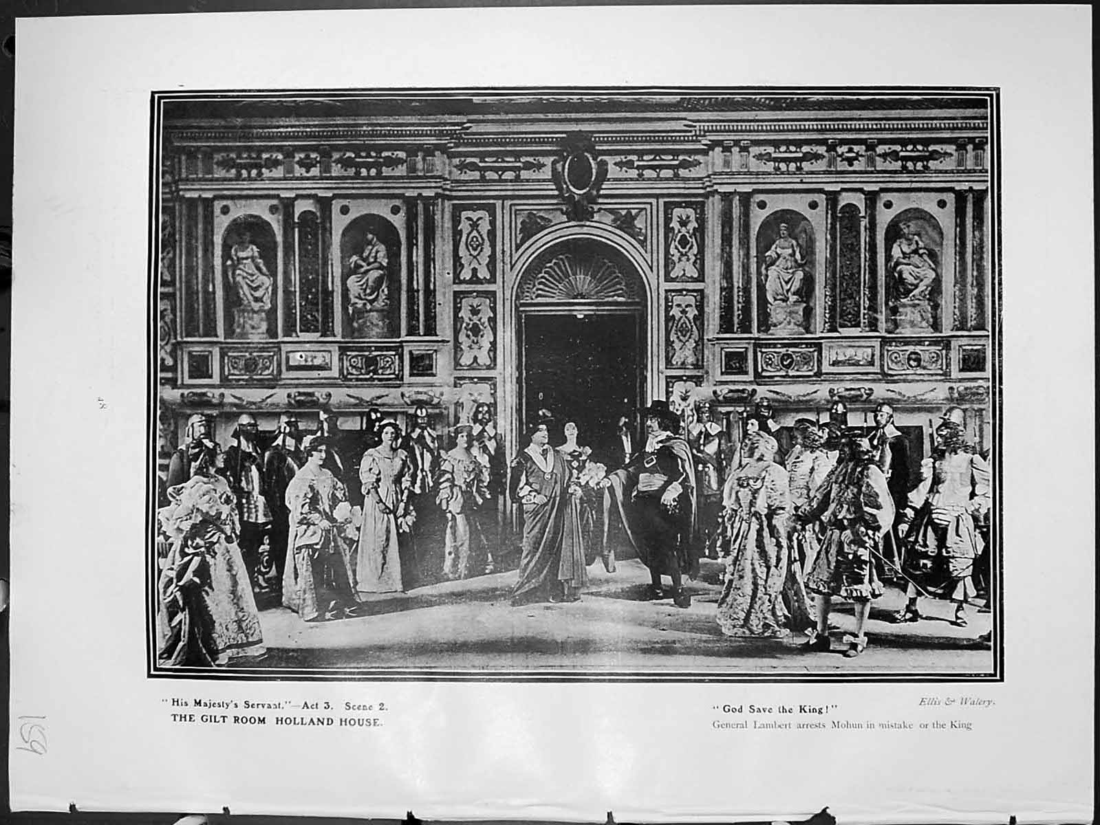 Antique Print His Majestys Servant Gilt Room Holland House General Lambert