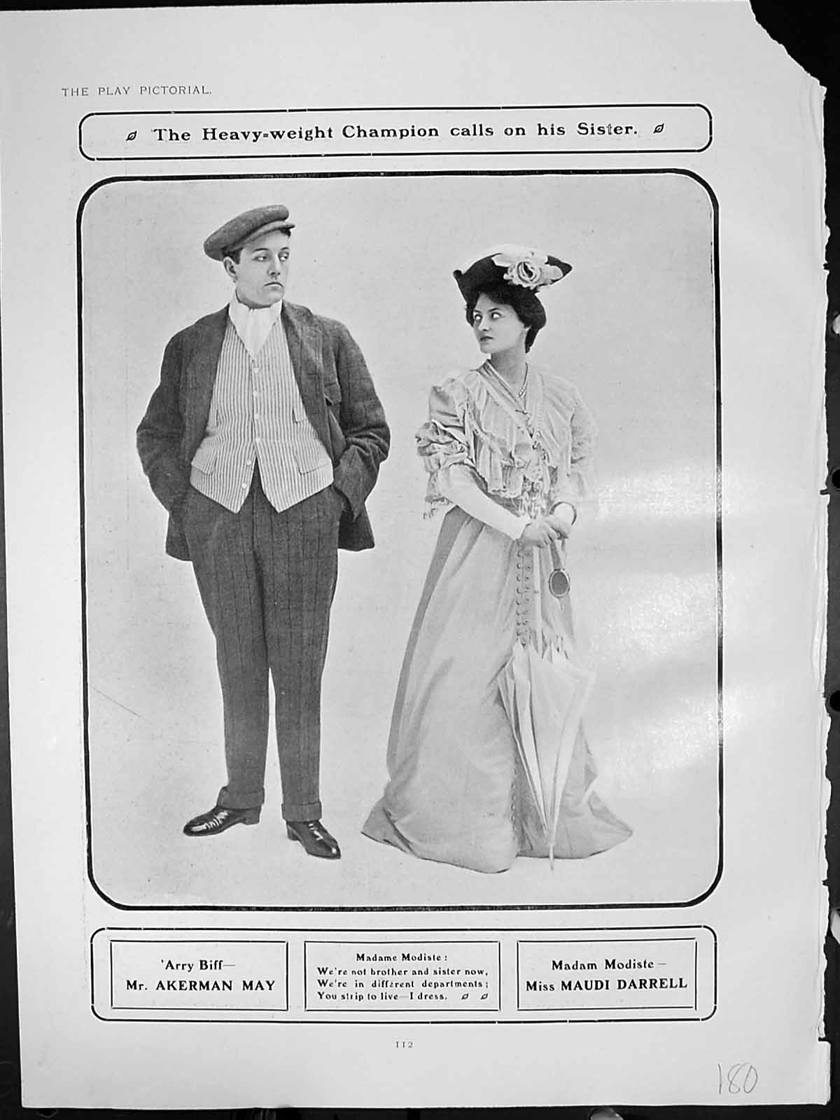 Antique Print Talk Town Arry Biff Madam Modiste Family Heavy Weight Sister 19th