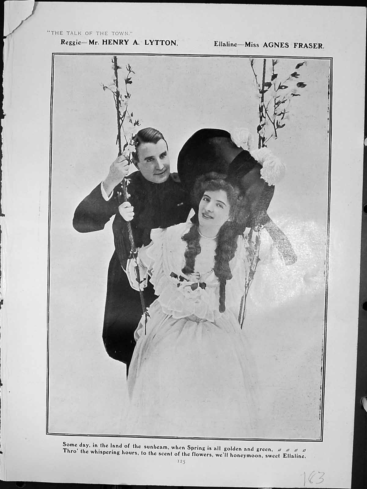 Old Print Talk Town Reggie Henry Lytton Ellaline Agnes Fraser Miss E Sta 19th