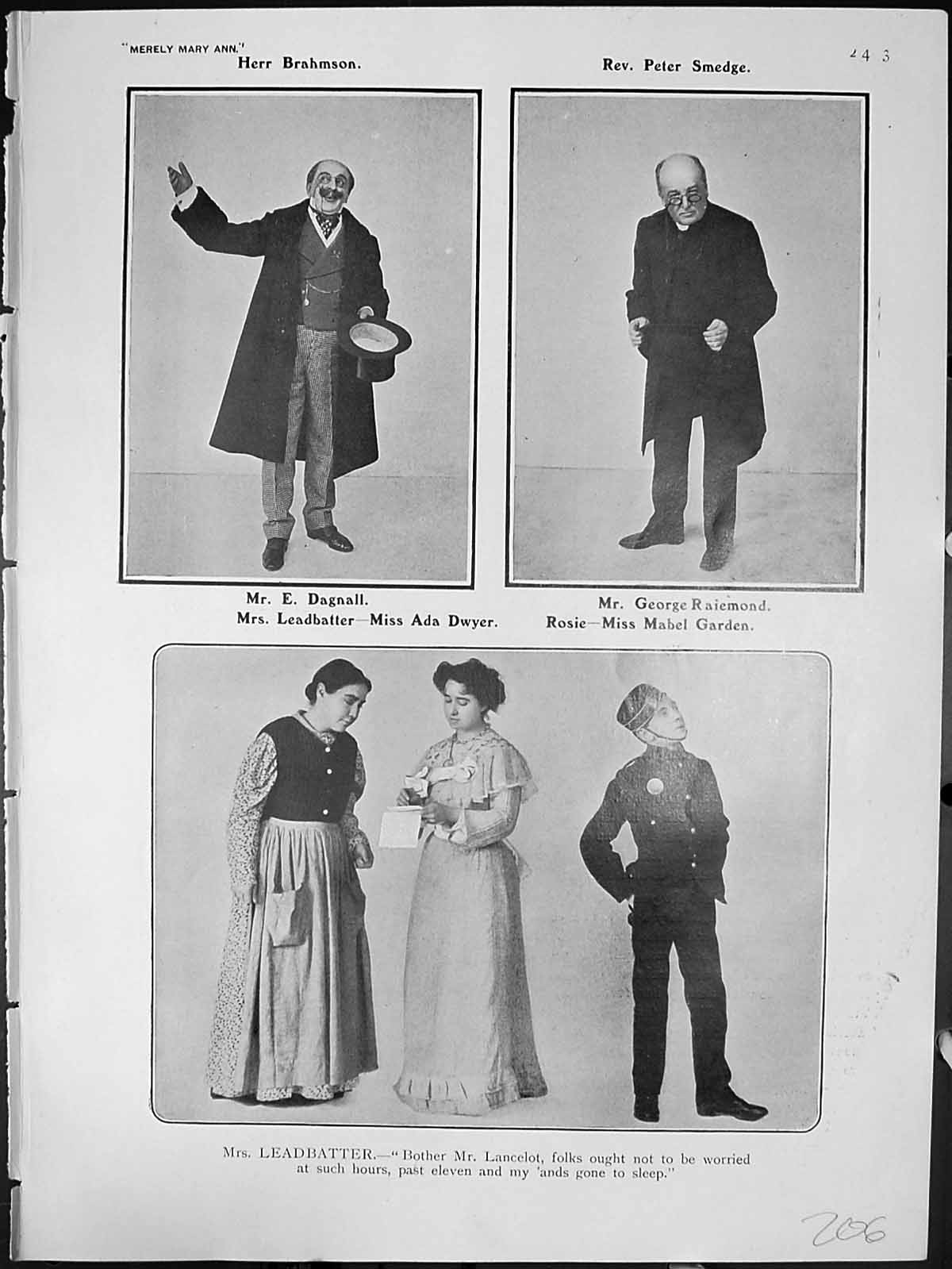 Antique Old Print Merely Mary Ann Herr Brahmson Rev Peter Smedge Jim Blades