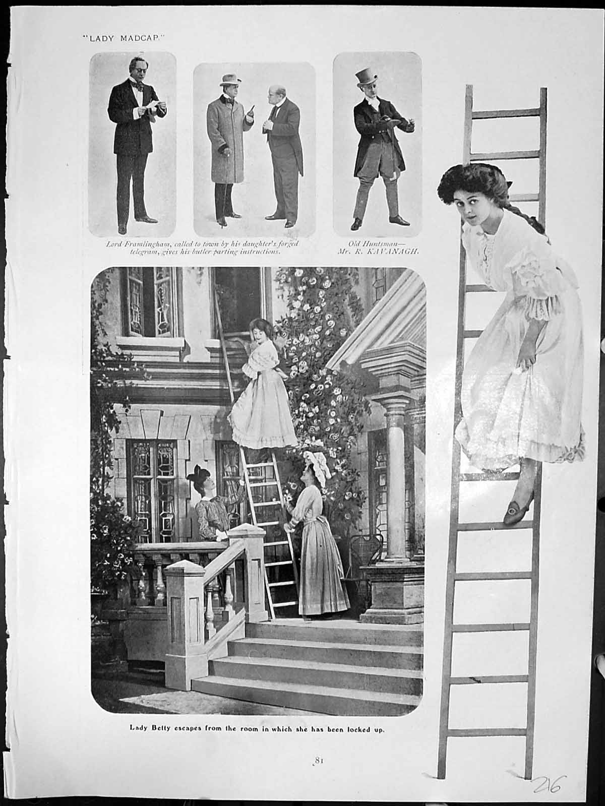 Antique Old Print Lady Madcap Lady Betty Escapes Room Madcap Packs Off Butler