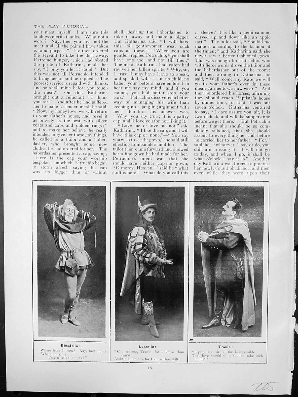 Antique Print Taming Shrew Biondello Lucentio Tranio Katharina Lily Brayton