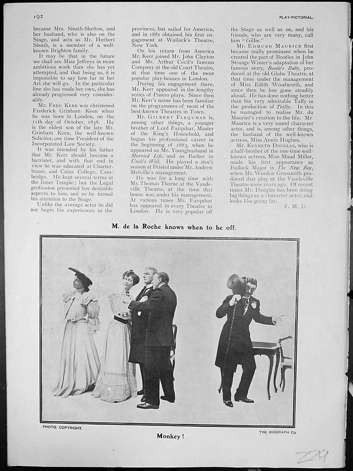Antique Old Print Lady Flirt M De La Roche Knows When Be Off Monkey Dismissed