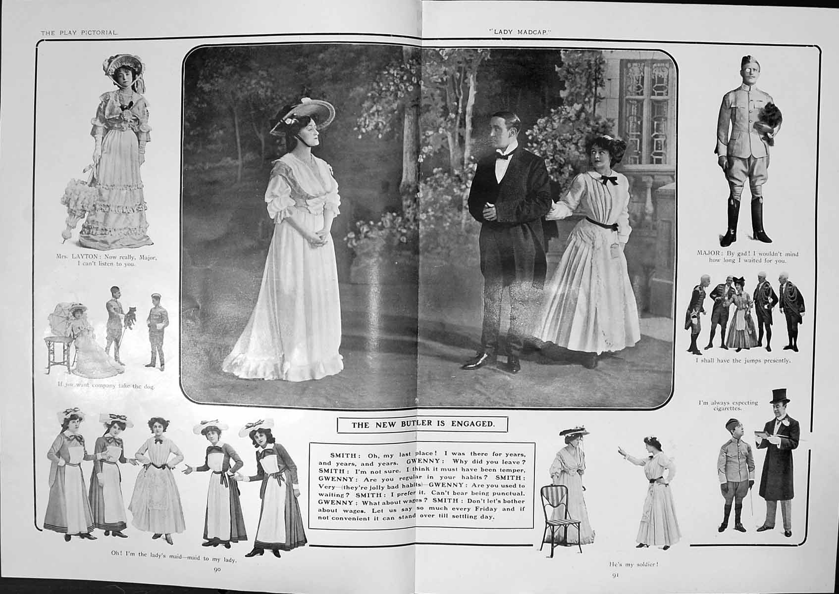 Antique Print Lady Madcap New Butler Engaged Wooing Count St Hubert Gwenny