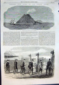 Antique Old Print Japan Sulphur Island Satzumas Dominions Guard Yokohama 1863