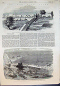 Old Print War China Interior Anunghoy Bogue Forts Demolition Nankin 1857 19th