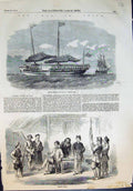 Antique Old Print Chinese Modern Junk War Second Class Chinese Rebels 1857 19th