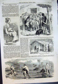 Old Print Chineses Customs Formosan Hut Fixing Hair Crossing Stream 1859 19th