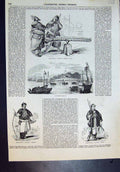 Old Print Chineses Army Mandarin Sier Fortifications Cavalry Infantry 18 19th