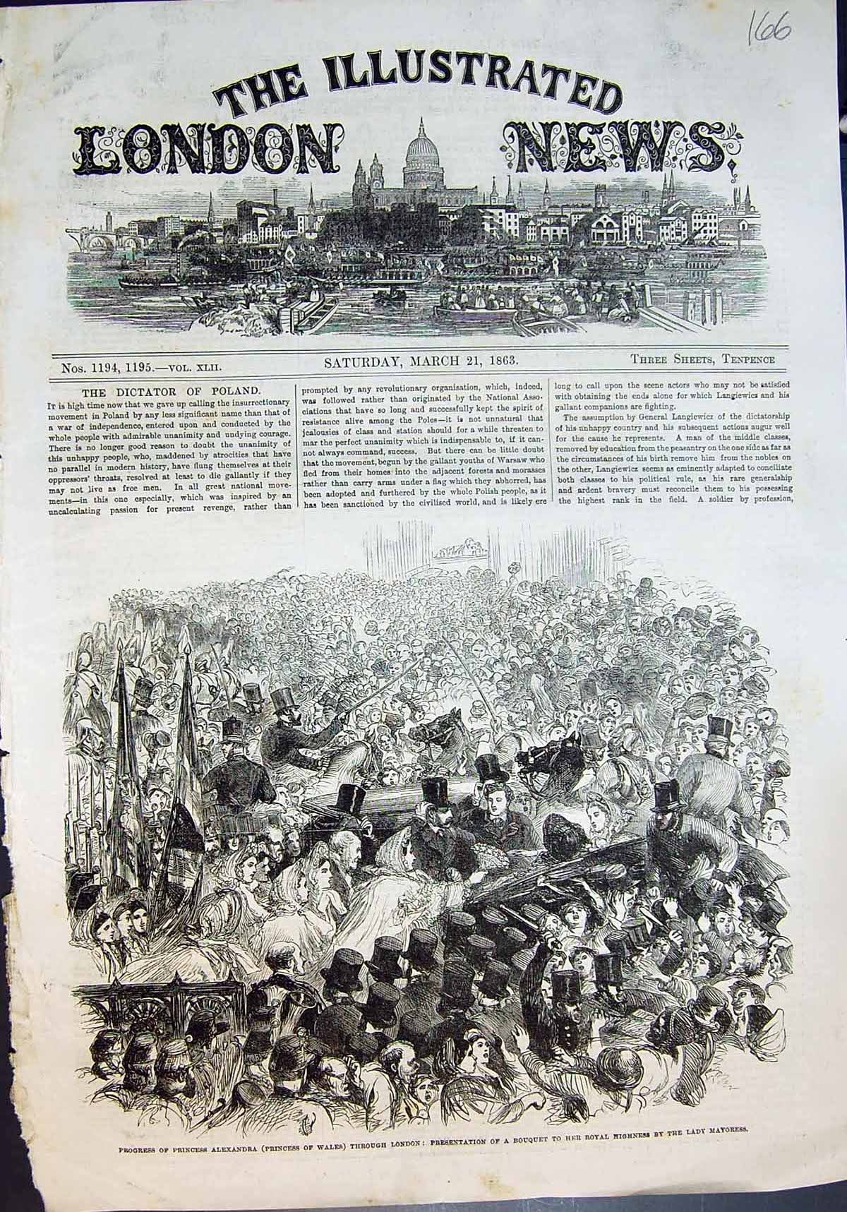 Old Procession Princess Alexandra Wales London Bouquet Mayoress 1863 Victorian
