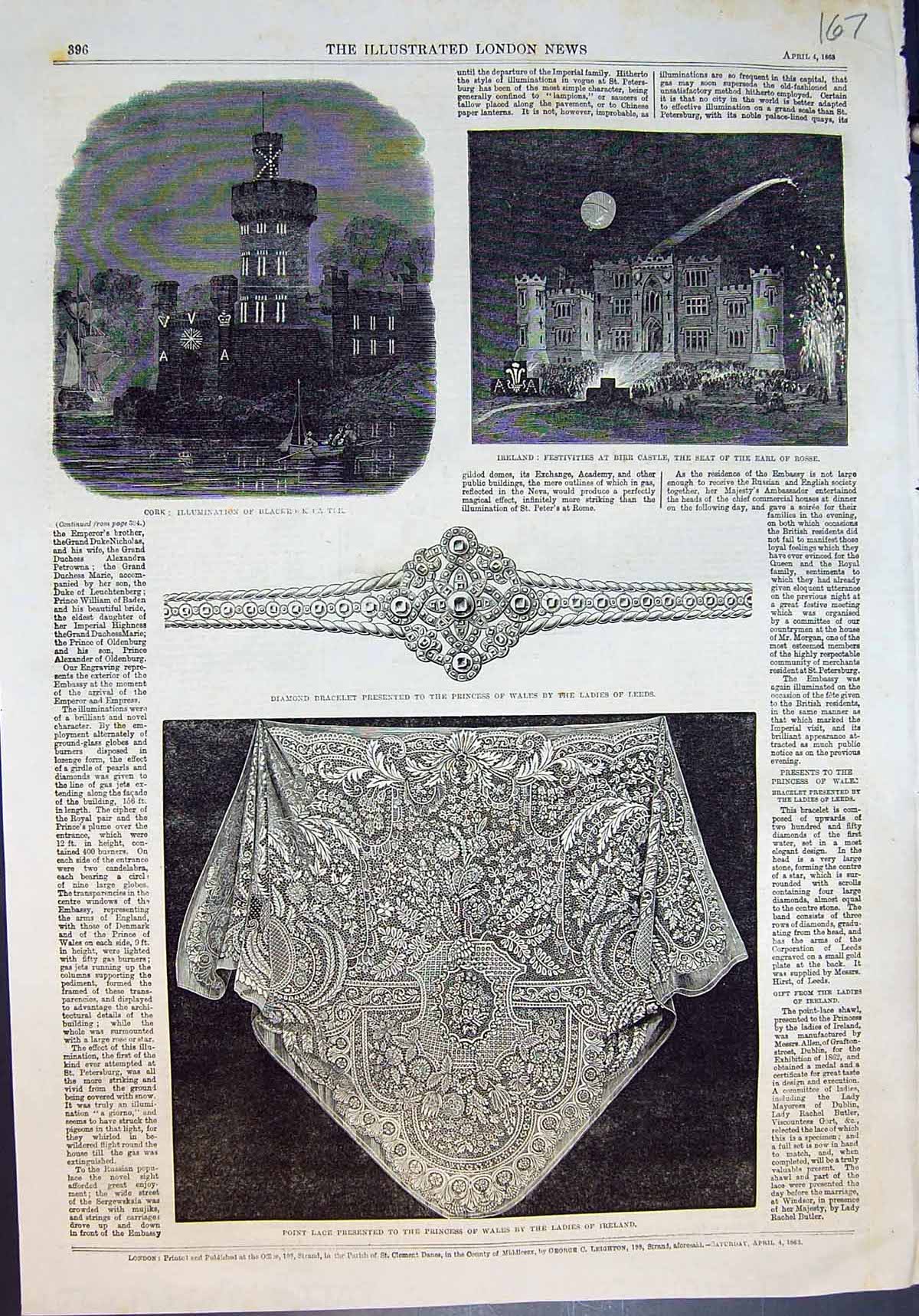 Old Ireland Festivities Birr Castle Lace Bracelet Princess Wales 1863 Victorian