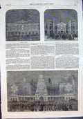 Old Print Illuminations London Somerset House Horse Guards Admiralty 1863 19th