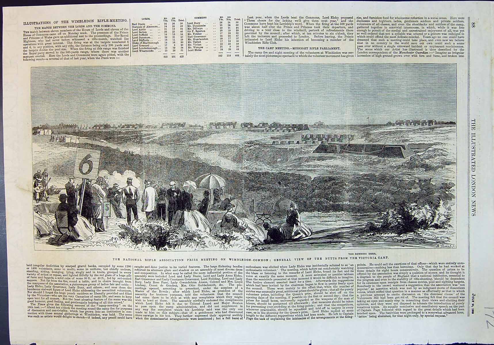 Antique Old Print National Rifle Assoc Prize Meeting Wimbledon Common 1863 19th