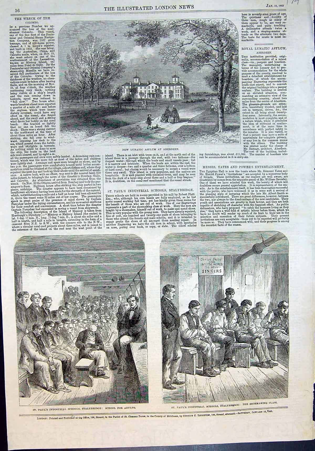 Old New Asylum Aberdeen St Pauls Industrial Schools Stalybridge 1863 Victorian