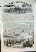 Original Old Antique Print Visit Prince Wales Halifax Arrival Flag Flying 1863
