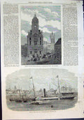 Old Print Wreck Baron Osy Limehouse Reach Townhall Newcastle On Tyne 1863 19th