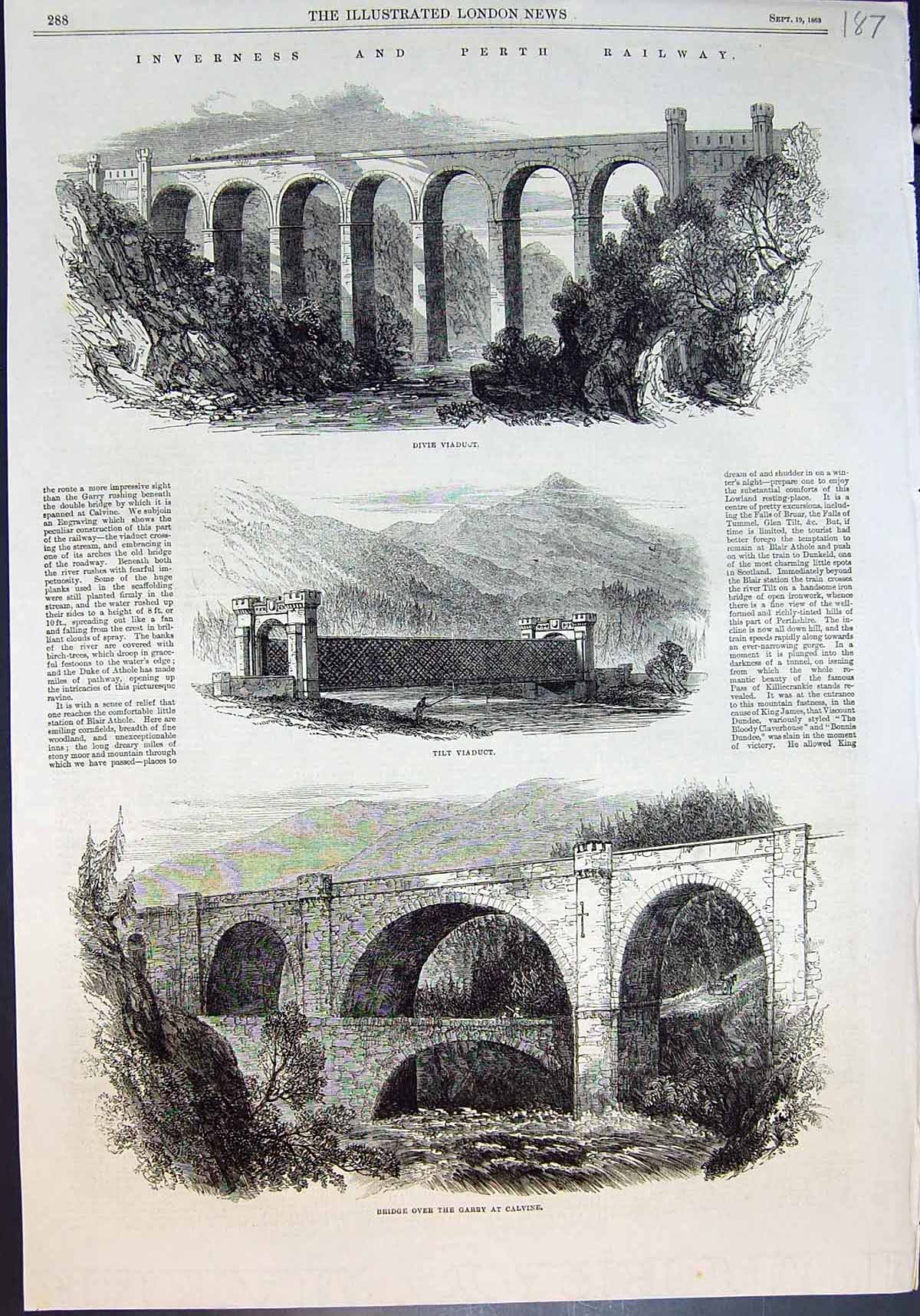 Old Inverness Perth Railway Bridge Over Garry Calvine Tilt Viaduct 18 19th