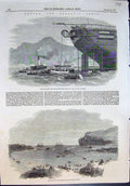 Old Print Laying Atlantic Cable Land End Stern Niagara Ballylarberg 1857 19th