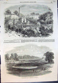 Old Print Salmon Breeding Ponds Stormontfield South Essex Water Works1863 19th
