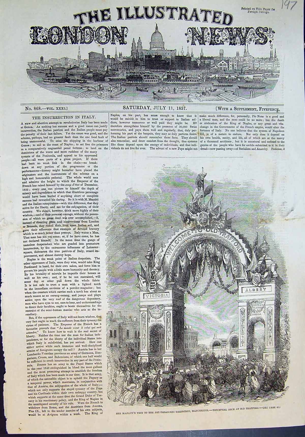Old Queens Visit Art Treasures Exhibition Manchester Triumphal Arch18 19th