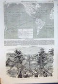 Old Map Direct Route Australia Portsmouth Direct Railway Burton 1853 Victorian