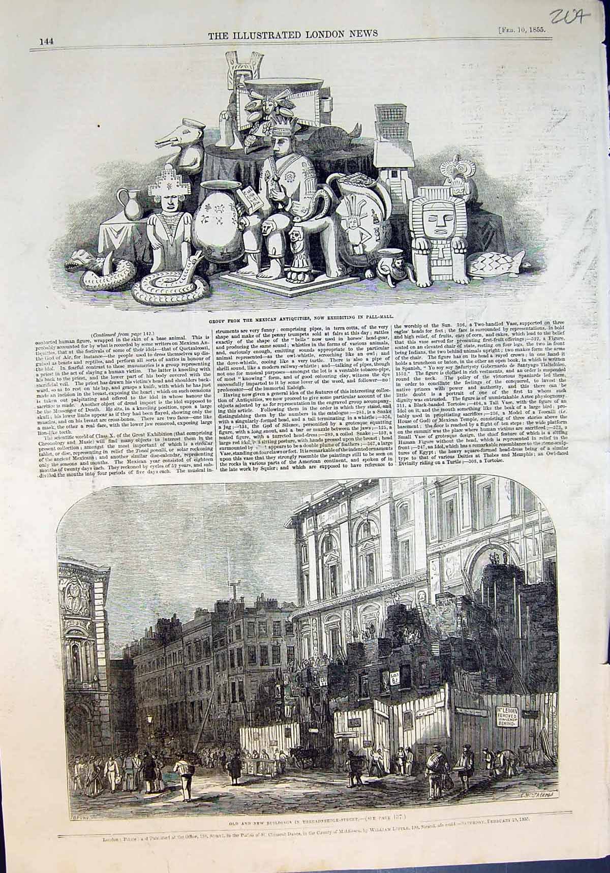 Antique Print Mexican Antiquities Pall Mall New Buildings Threadneedle St