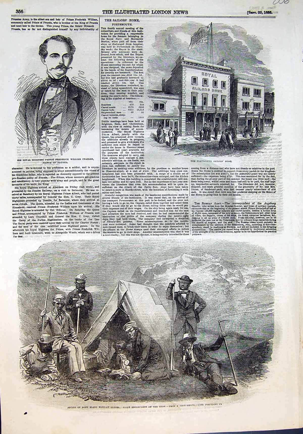 Old Portsmouth Sailors Home Prince Frederick Wm Charles Prussia 1855 Victorian
