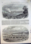 Old Volunteer Field Day Regents Pk Pontoon Bridge Clyde Glasgow 1861 Victorian