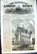 Original Old Antique Print Inner Temple New Law Library Exterior 1860 Victorian