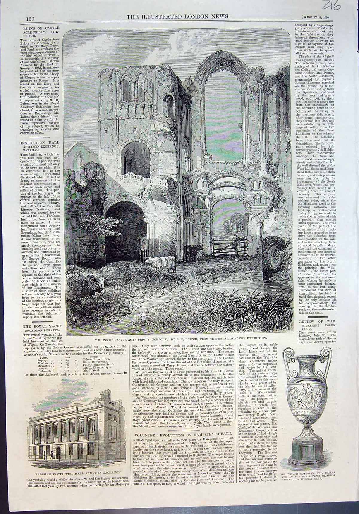 Old Ruins Castle Acre Priory Norfolk Fareham Hall Corn Exchange 1860 Victorian