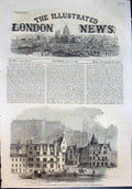 Original Old Antique Print Cockburn Street Edinburgh Town Railway Termini 1861