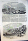 Antique Old Print Improvements Southend Essex New Suburb Clifftown Beach 1861